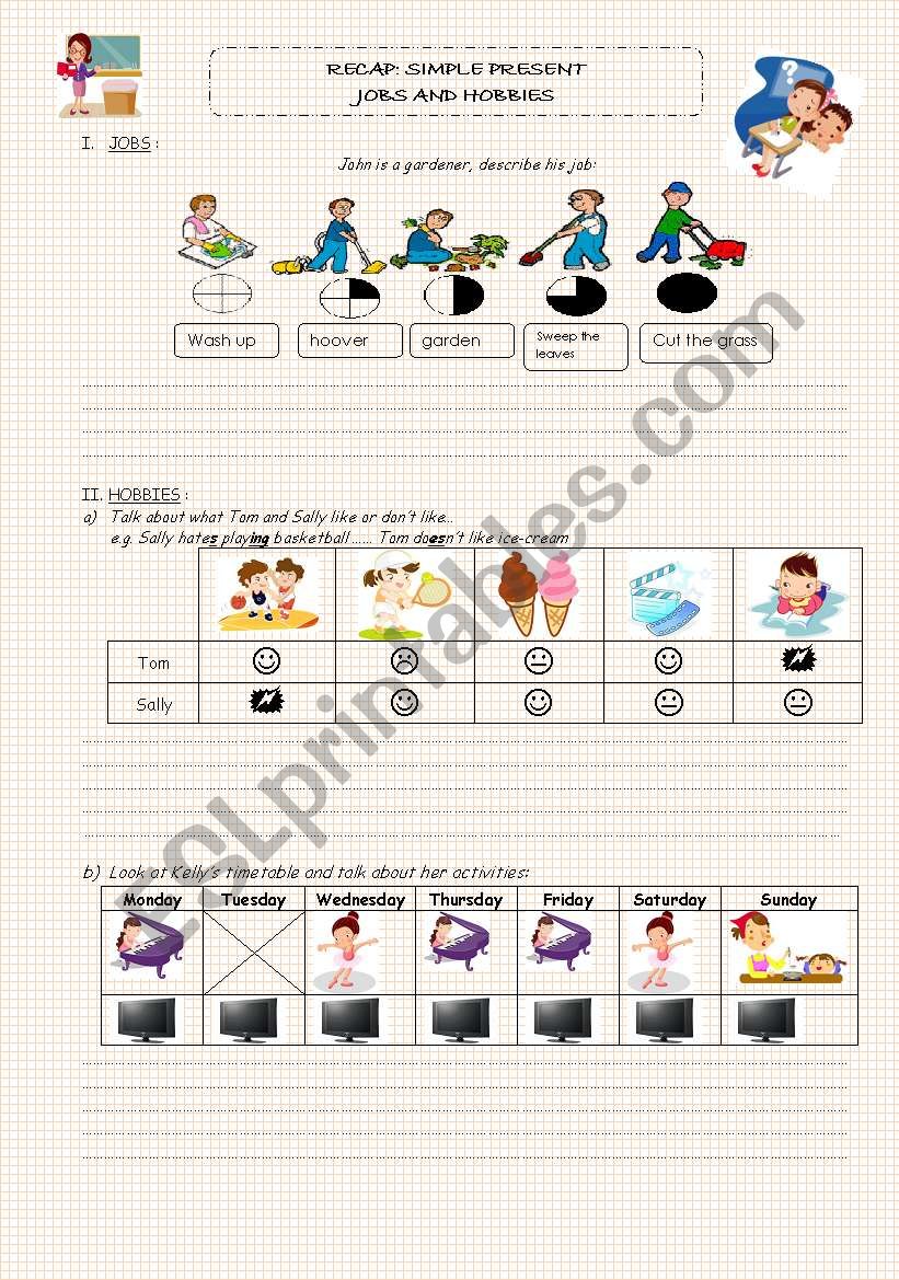 HOBBIES AND JOBS : Recap simple present!