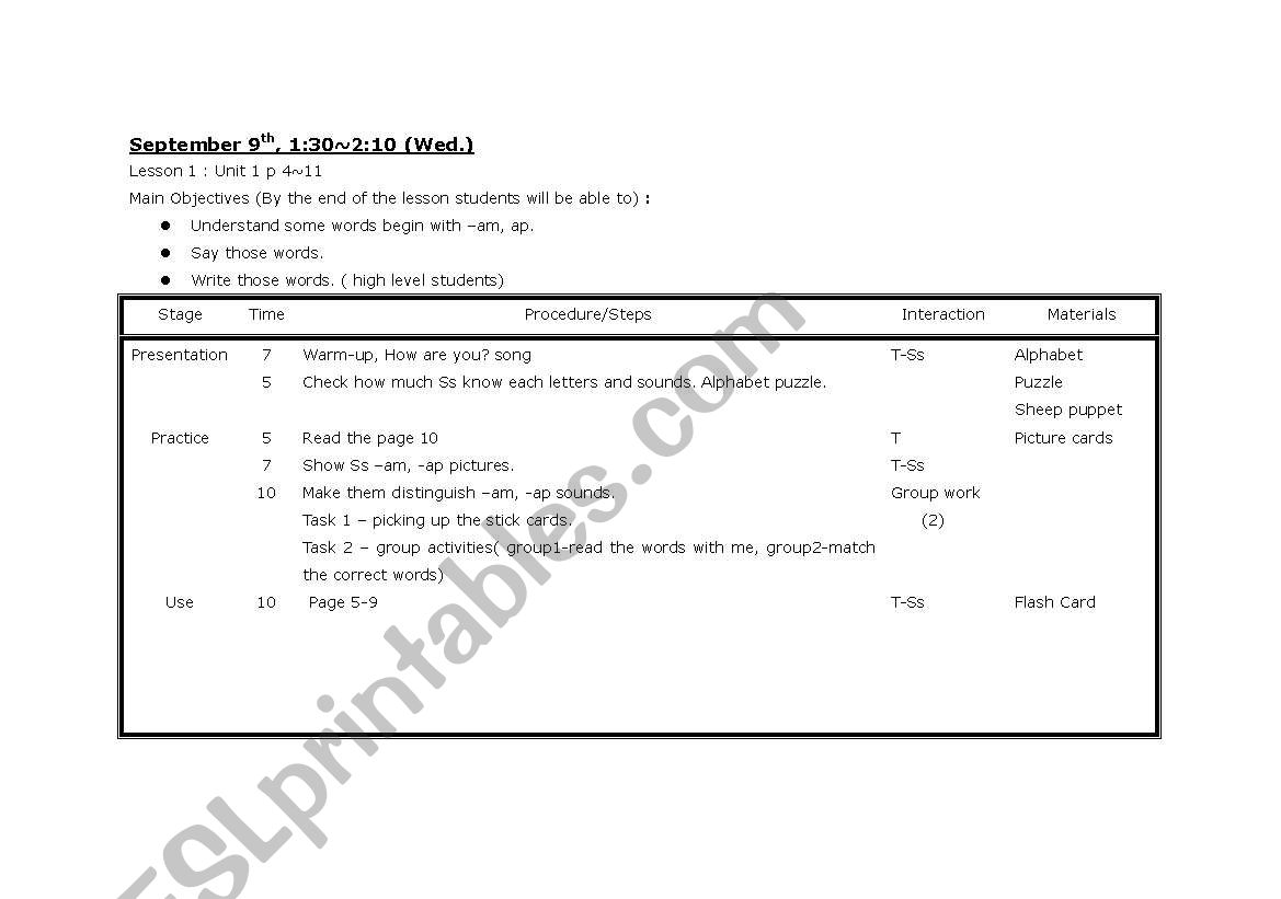 Lesson Plan worksheet