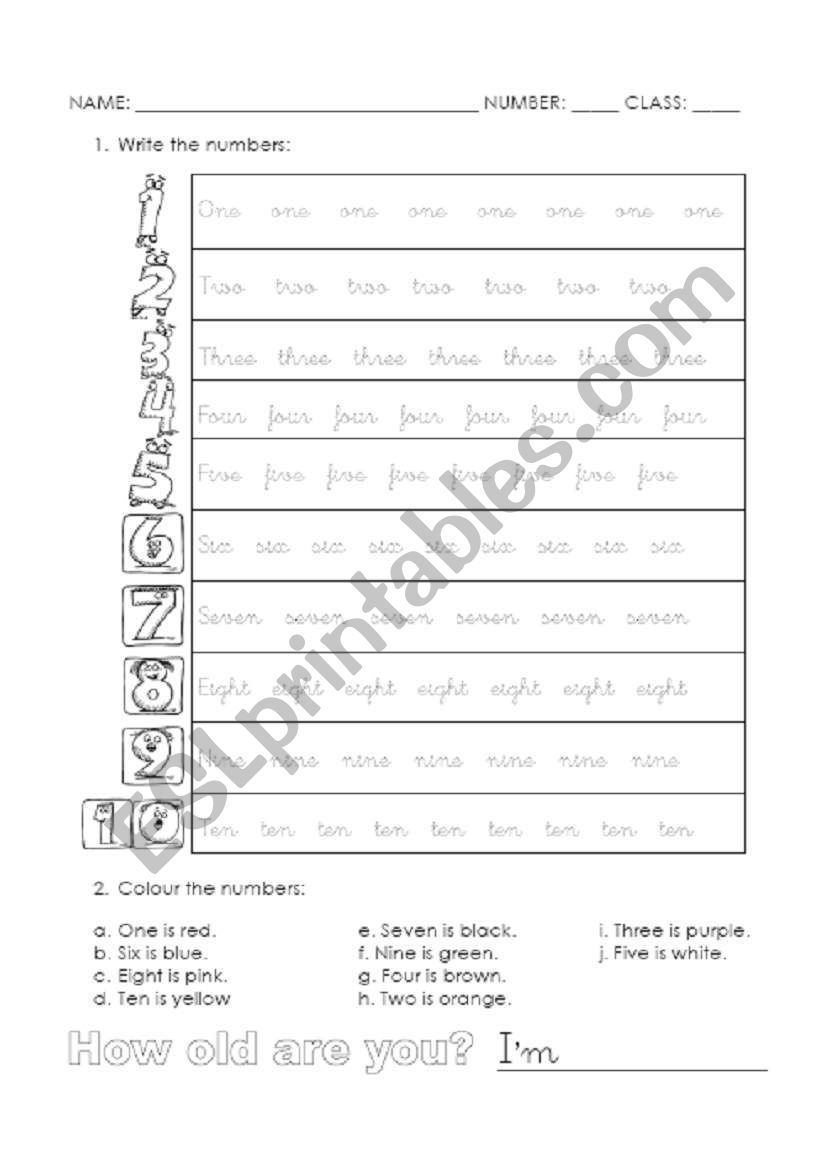 numbers 1-10 worksheet