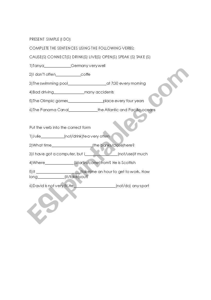 present simple worksheet