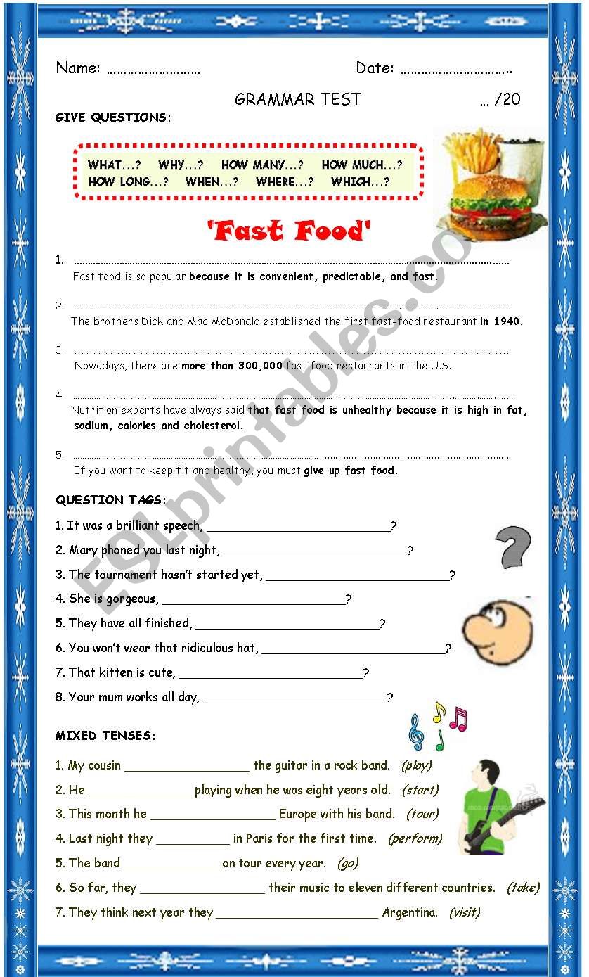 GRAMMAR TEST worksheet