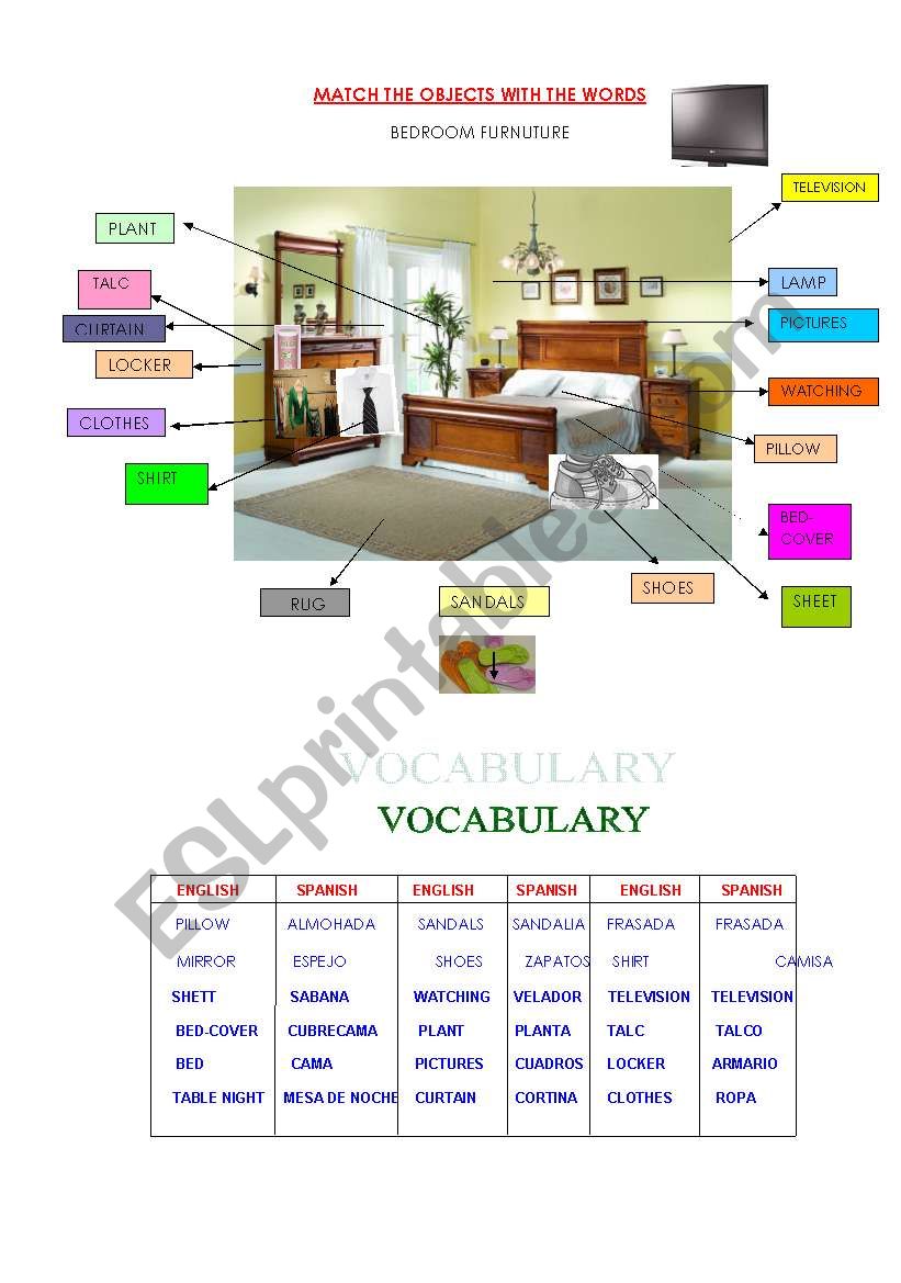 Crossword- Vocabulary bedroom furniture