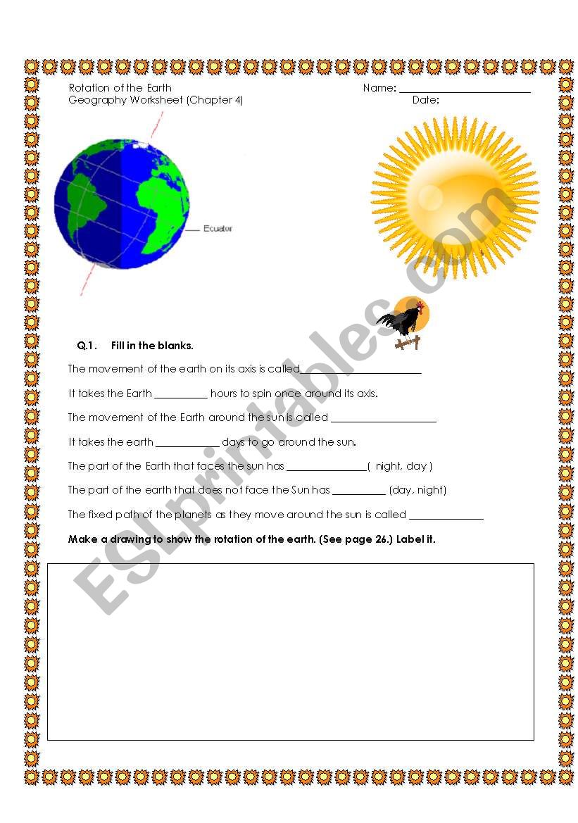 Movements of the erath worksheet