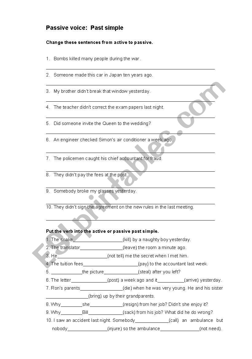 Passive Voice: Past Simple worksheet