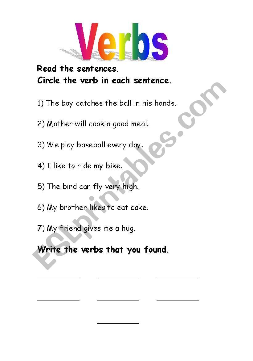 Verbs worksheet