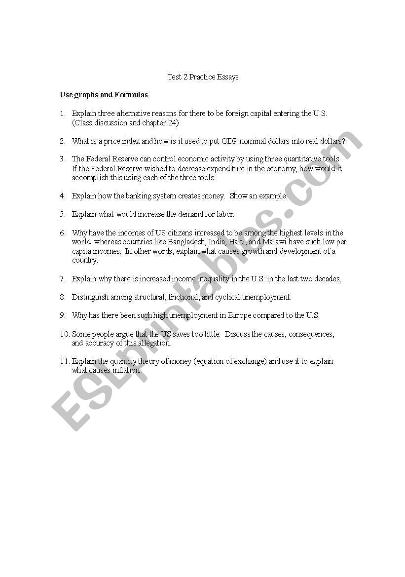 GED Essay Sample Test worksheet