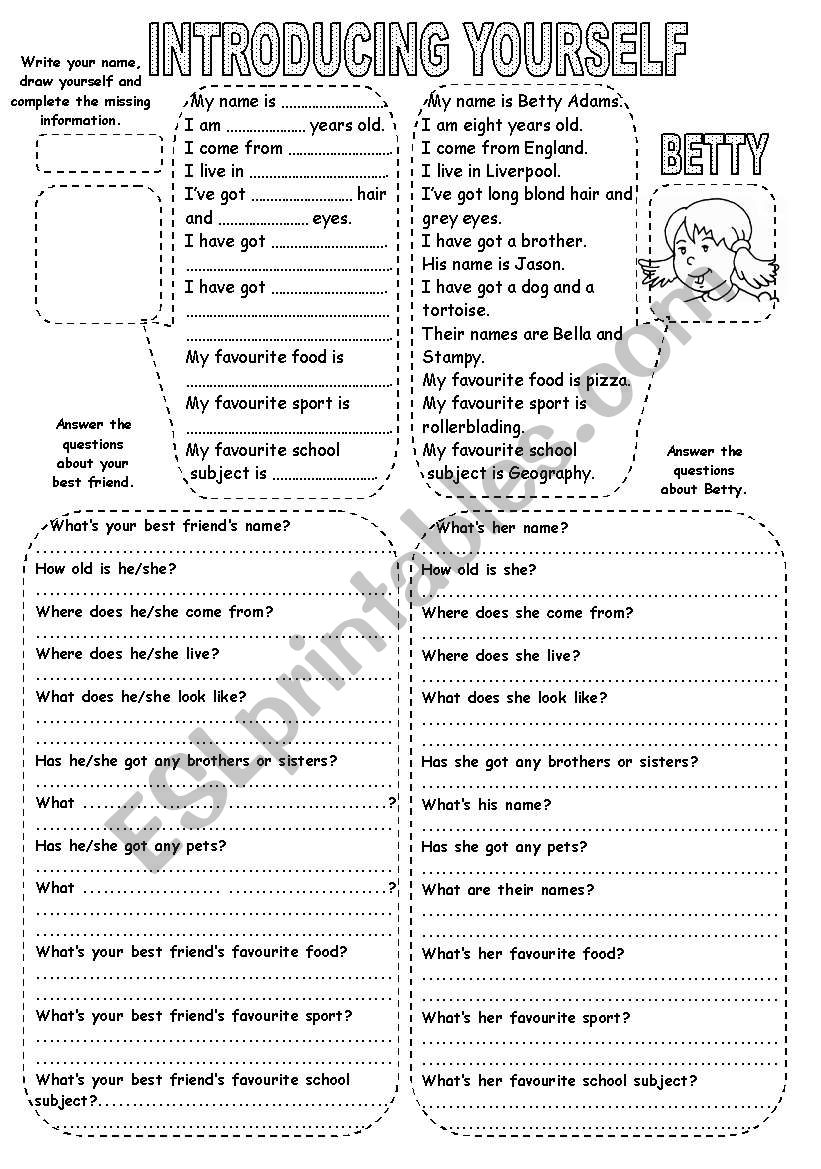 INTRODUCING YOURSELF (3) worksheet