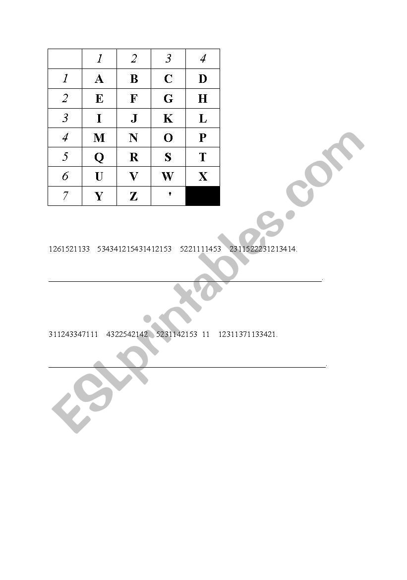 Code break worksheet