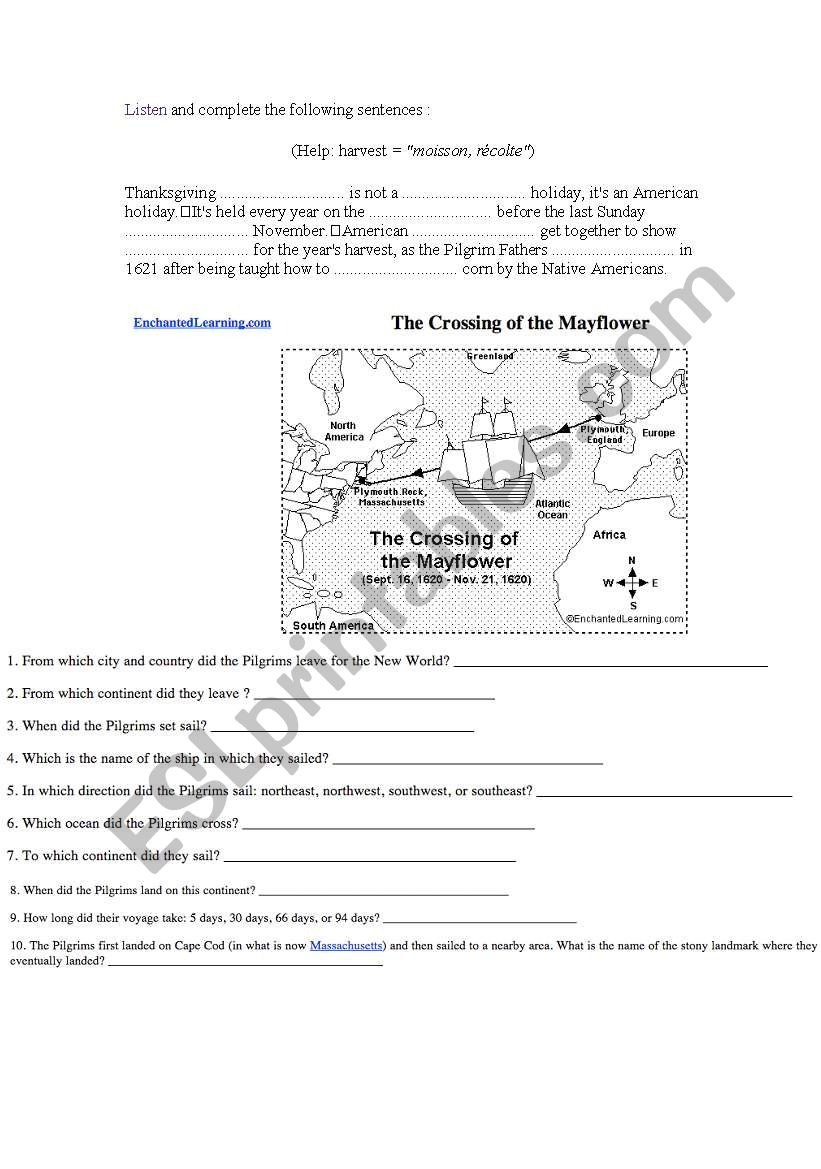 Thanksgiving worksheet