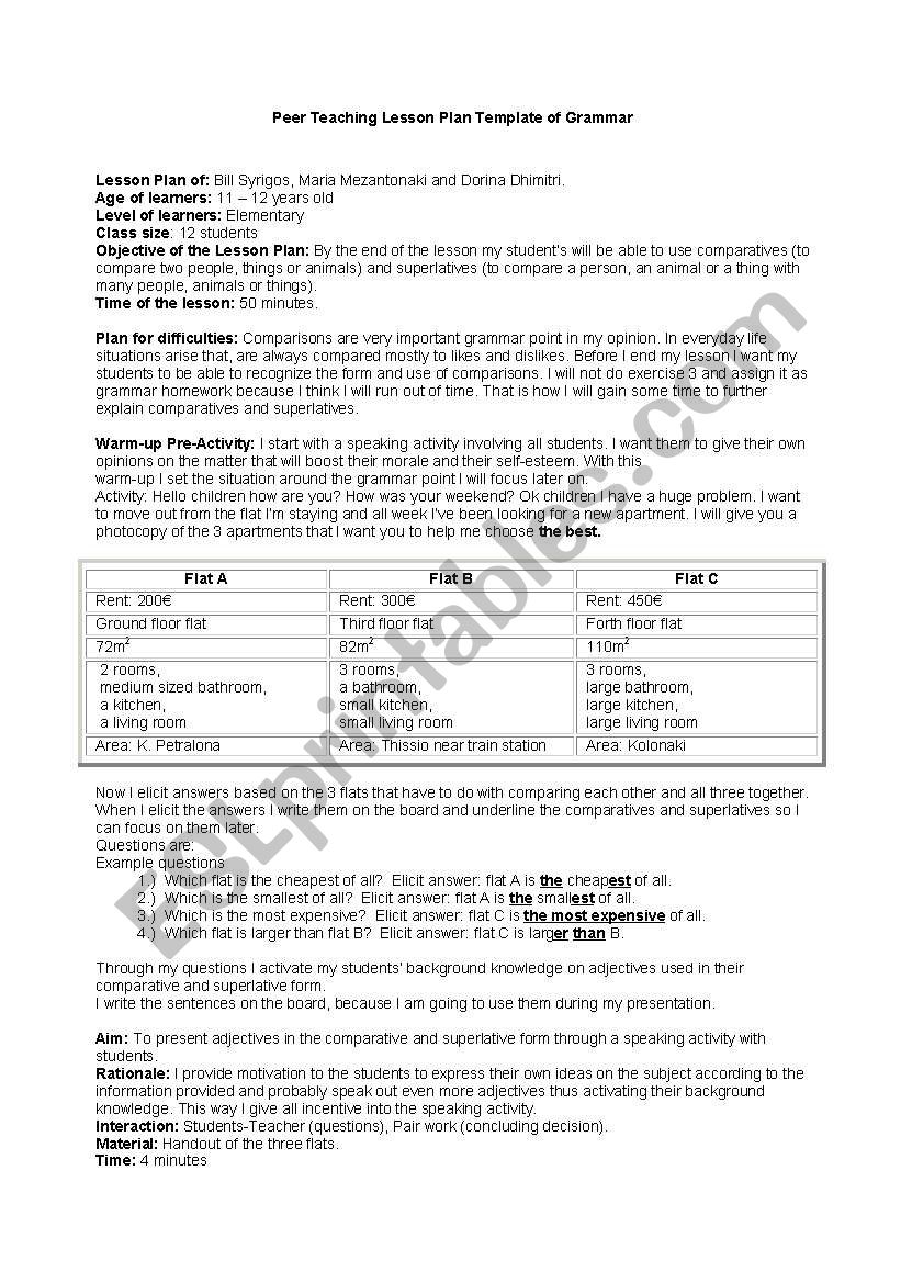 comparatives worksheet