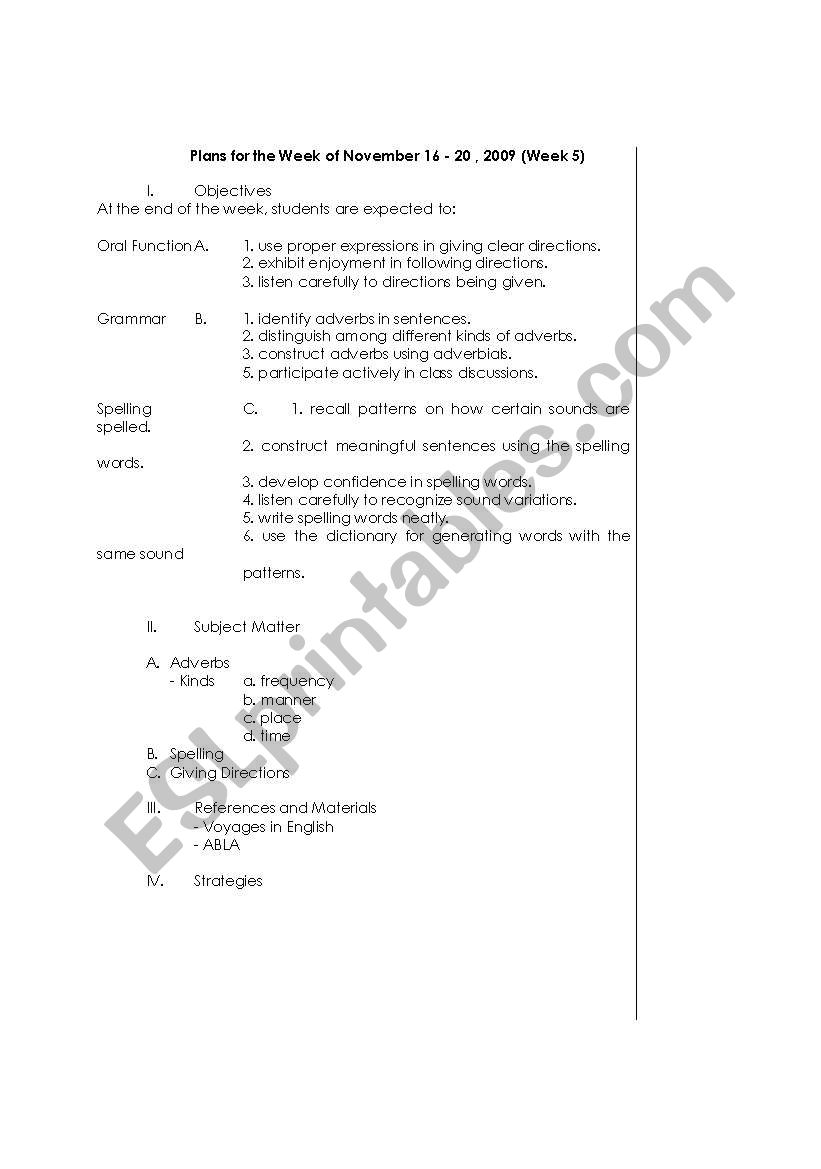 Lesson Plan Adjectives worksheet