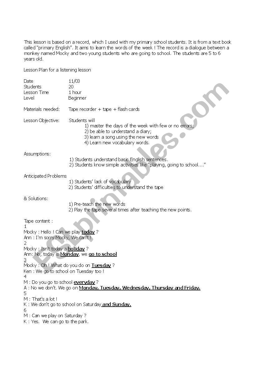 lemon tree worksheet