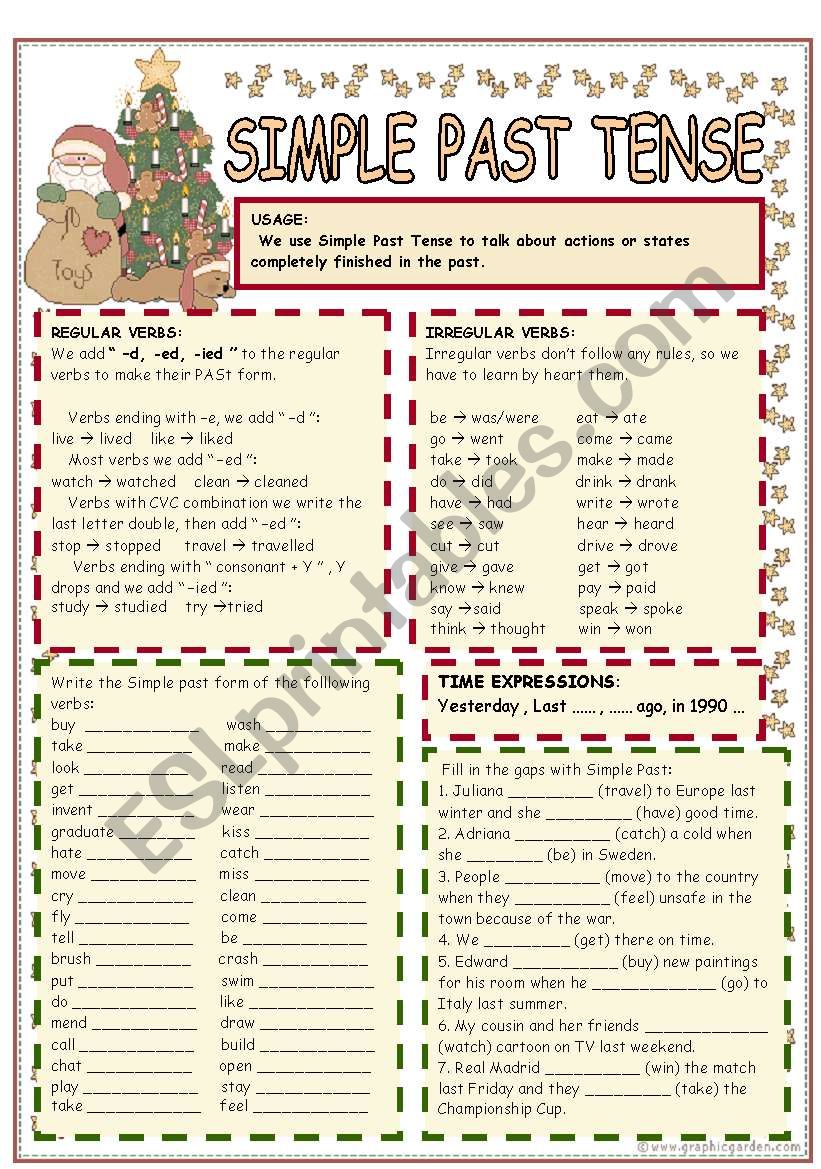 simple past tense worksheet