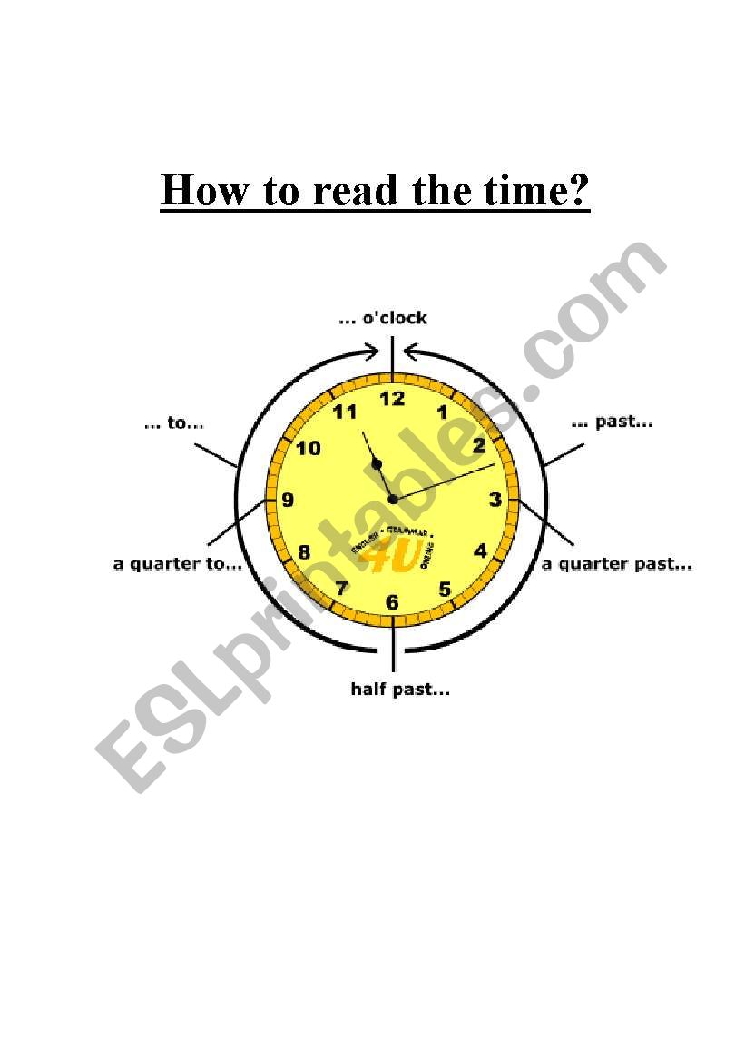 How to read time?  P1 worksheet