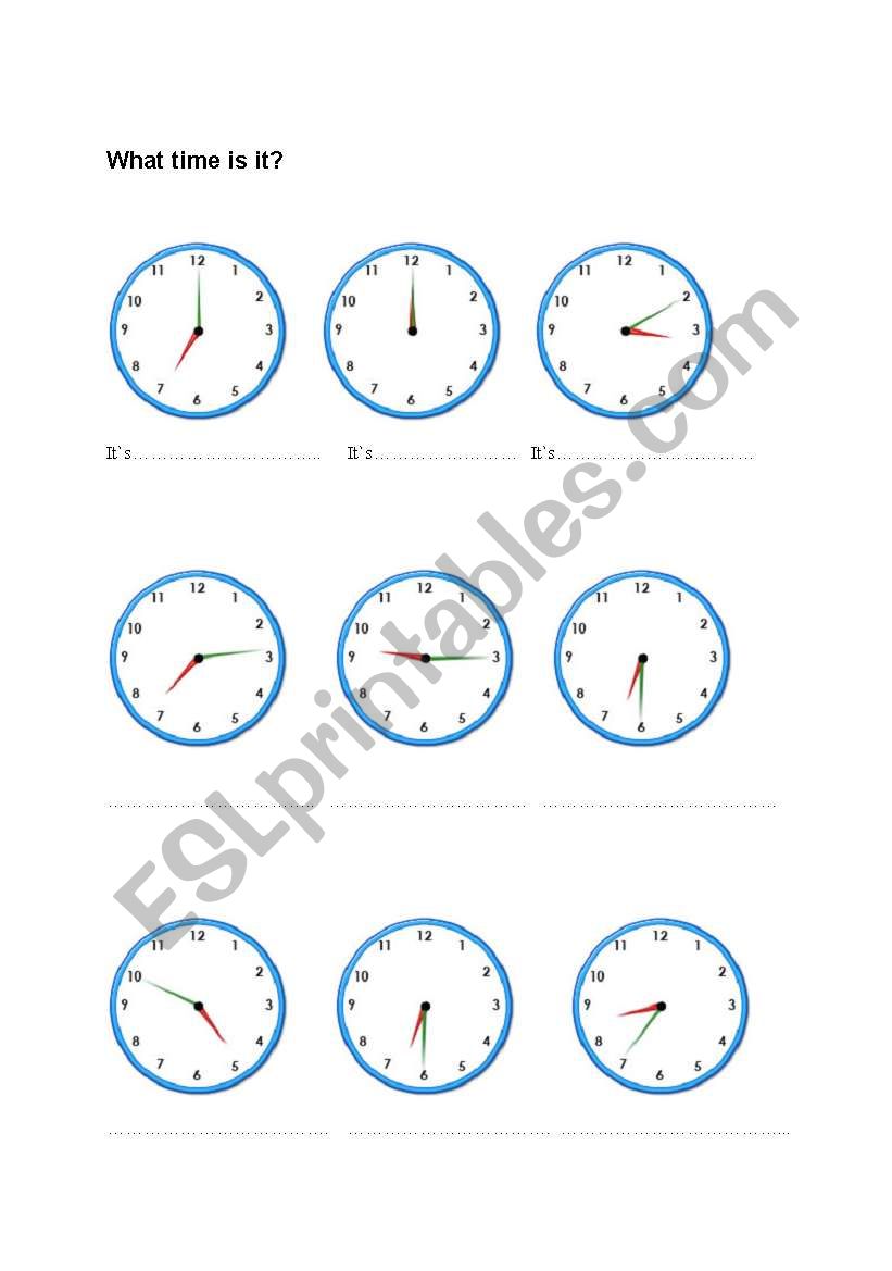 What time is it? worksheet