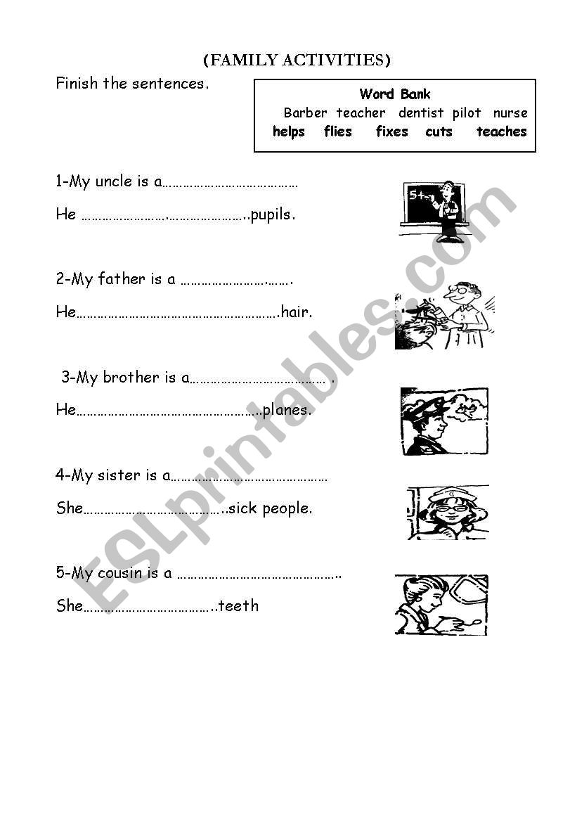 My Family Activities worksheet