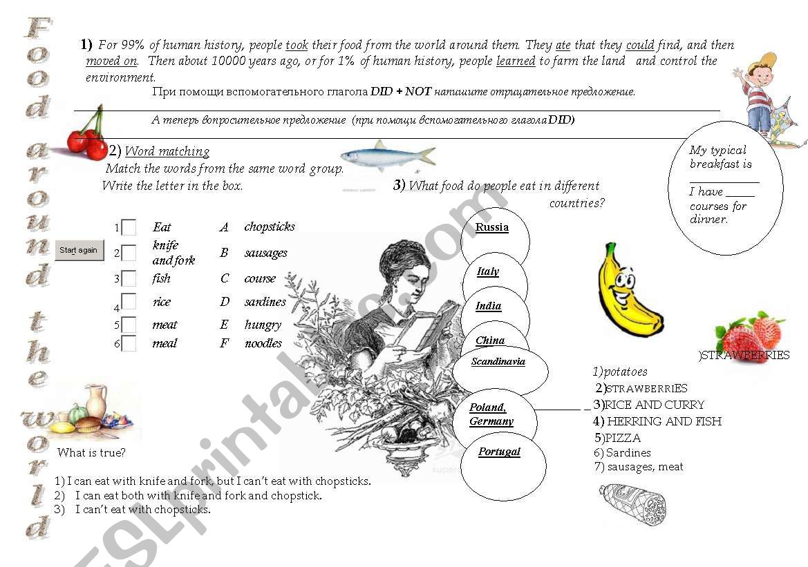 Food around the world worksheet