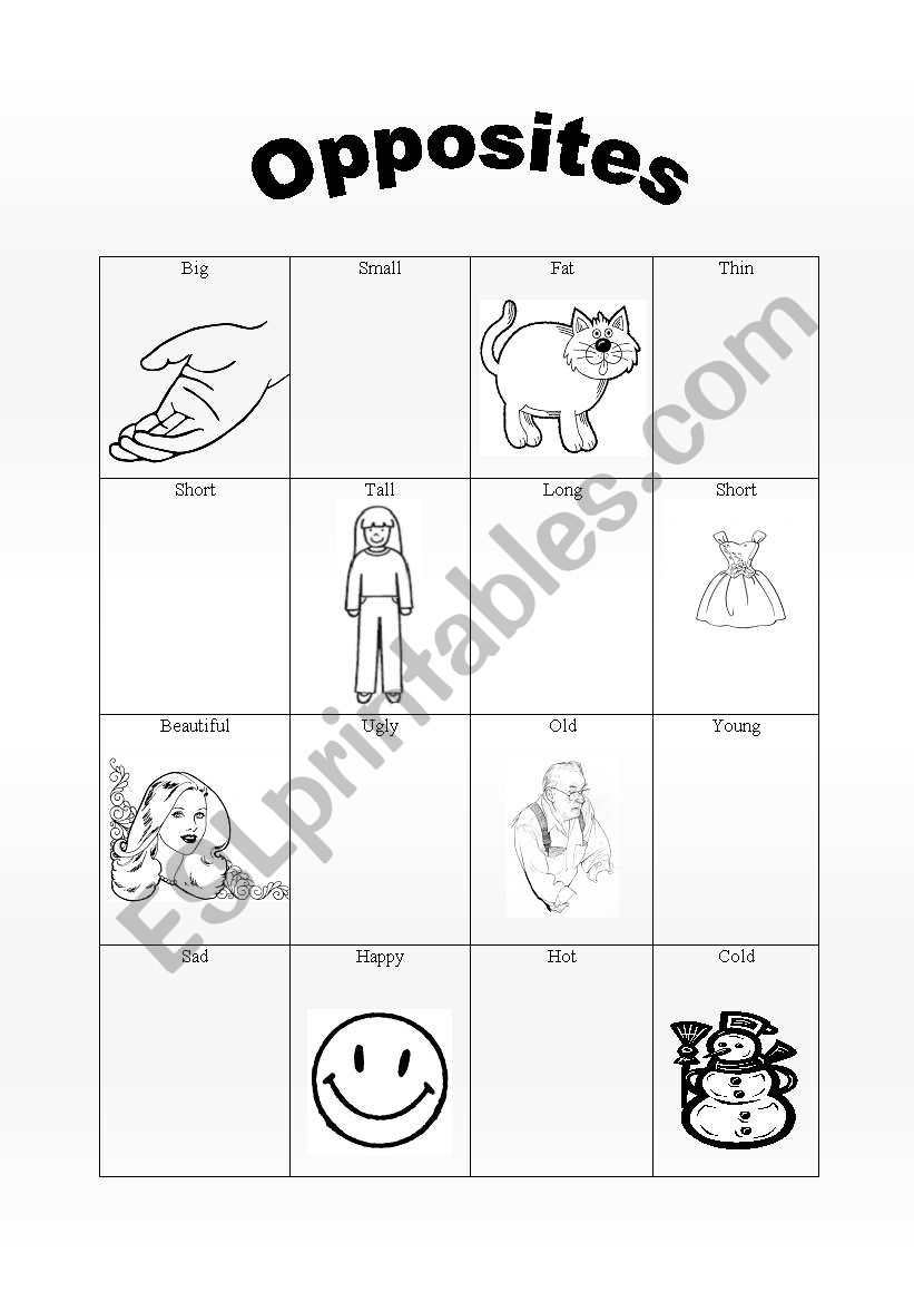 Learning opposites worksheet