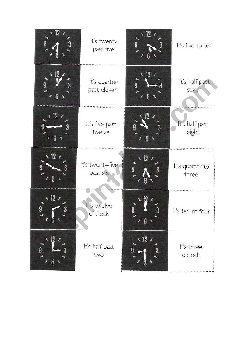 time-domino worksheet