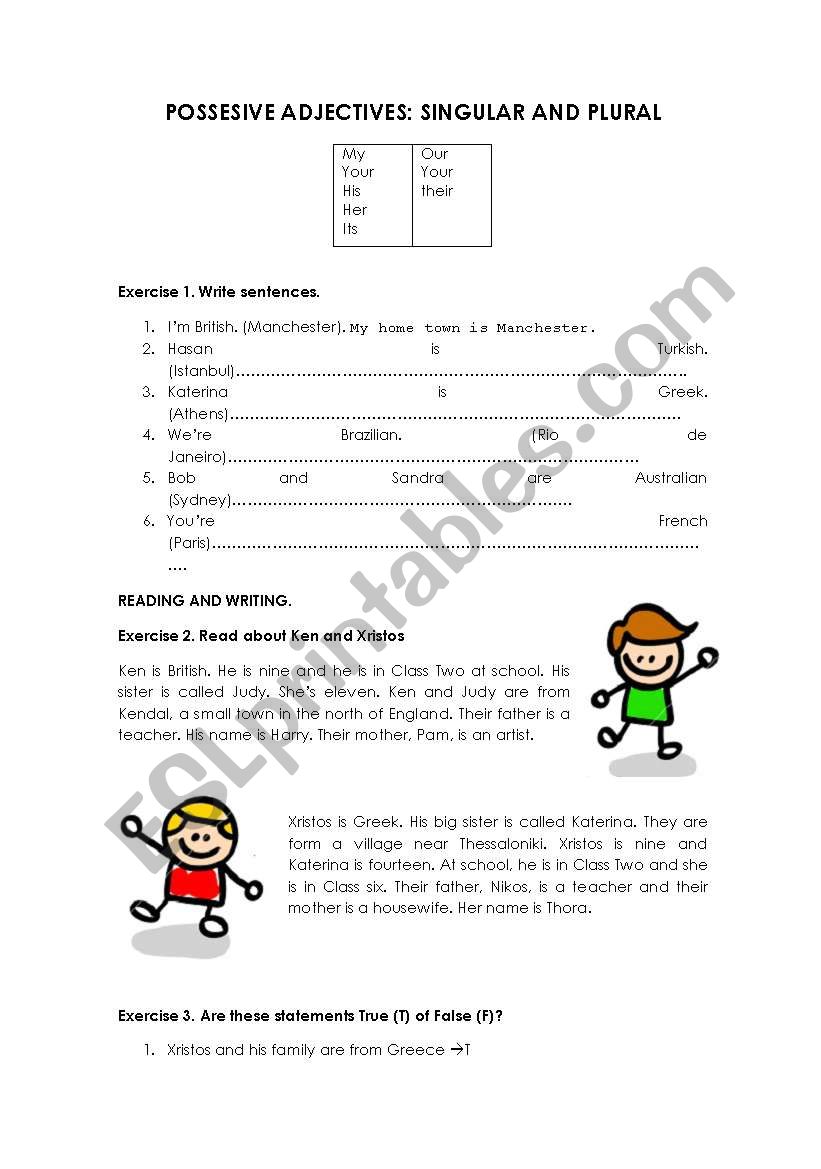 Possessive Adjectives worksheet