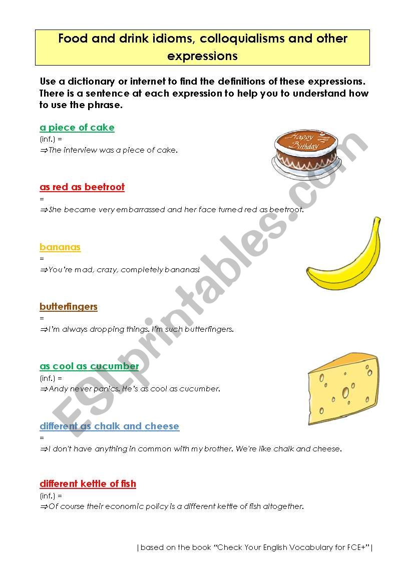 FOOD IDIOMS worksheet