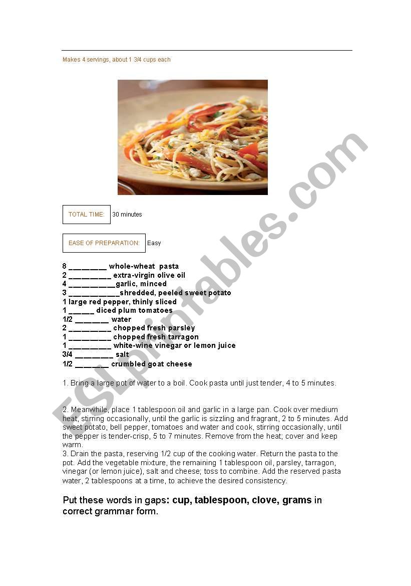 Food worksheet