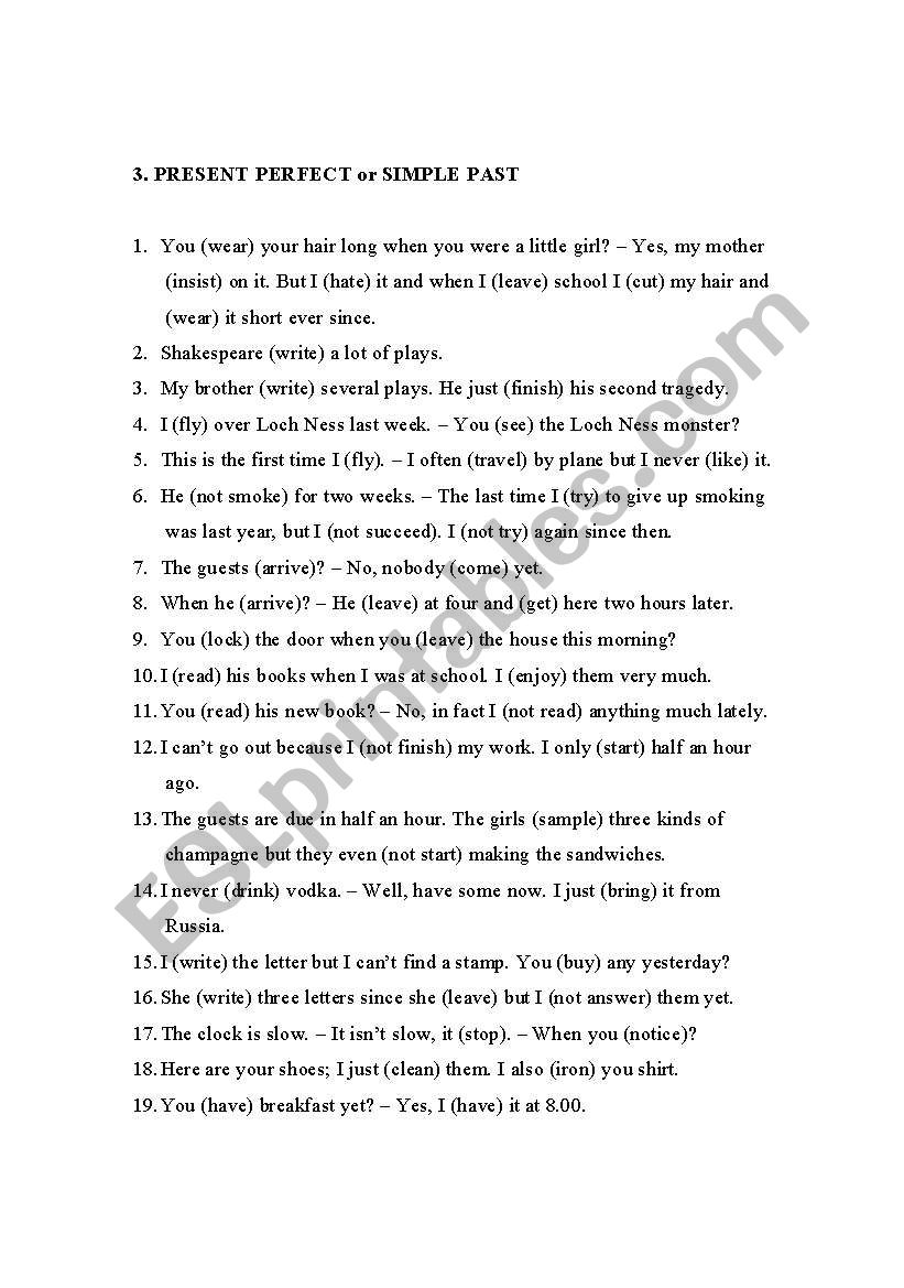 Present Perfect or Simple Past