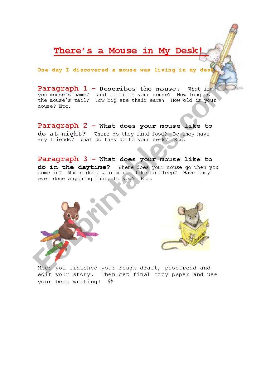 Mouse Writing activity worksheet