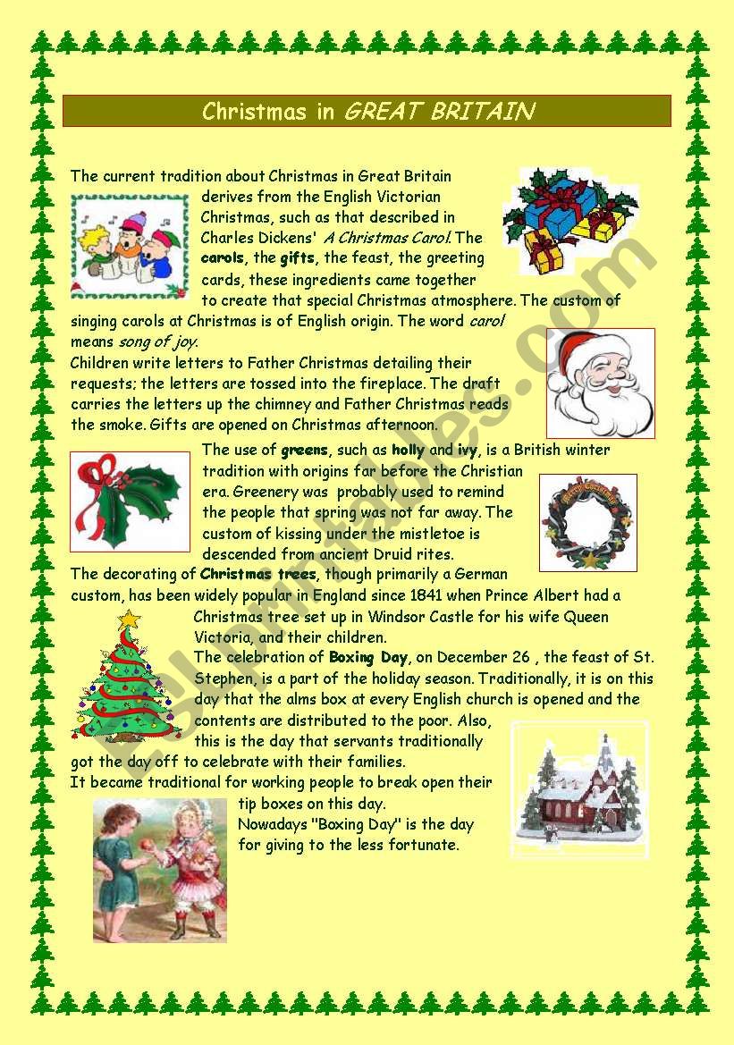 Christmas in Britain worksheet