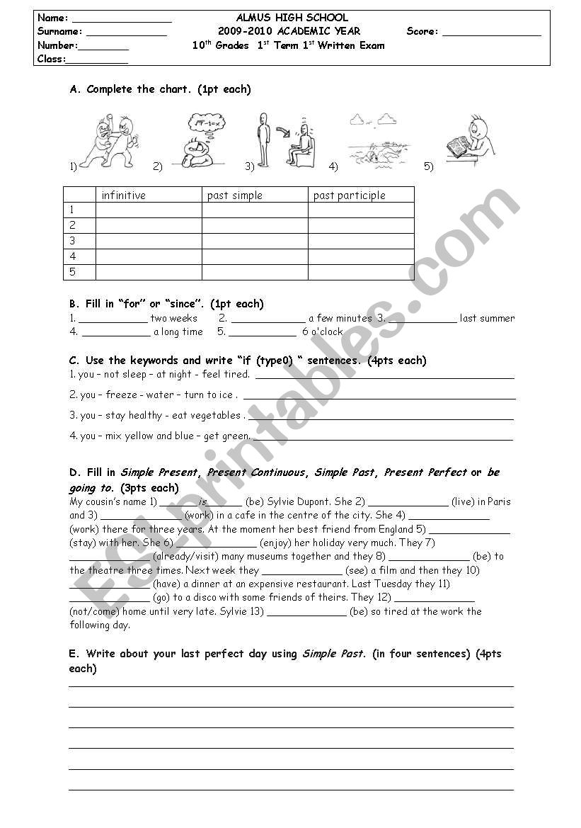 exam for at grade B1 students worksheet