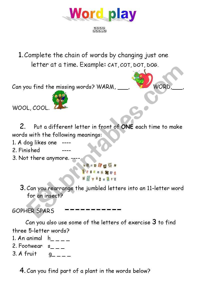 word play worksheet
