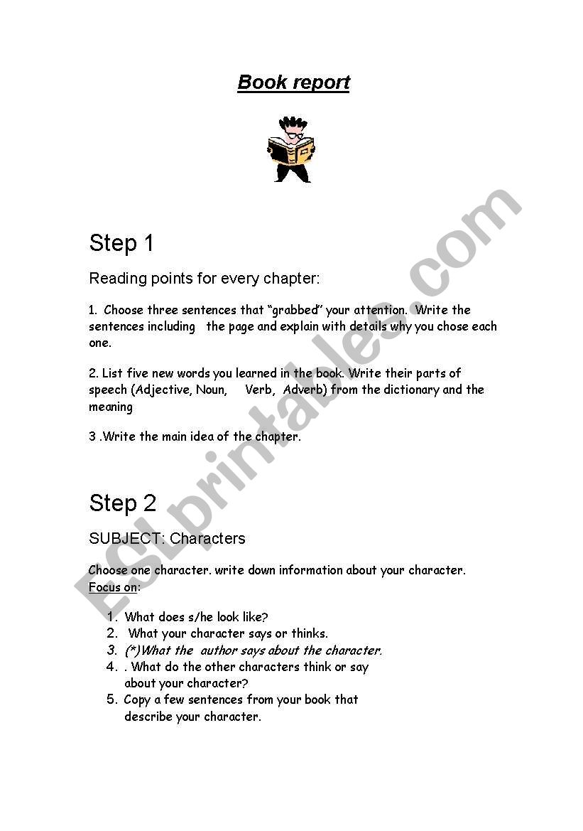 book report worksheet