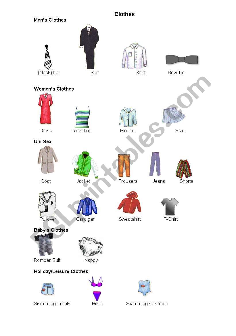 CLOTHES worksheet