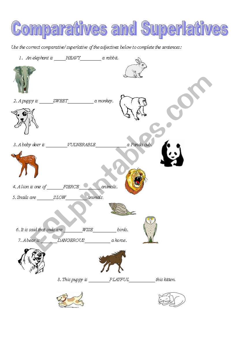 Comparatives and Superlatives worksheet