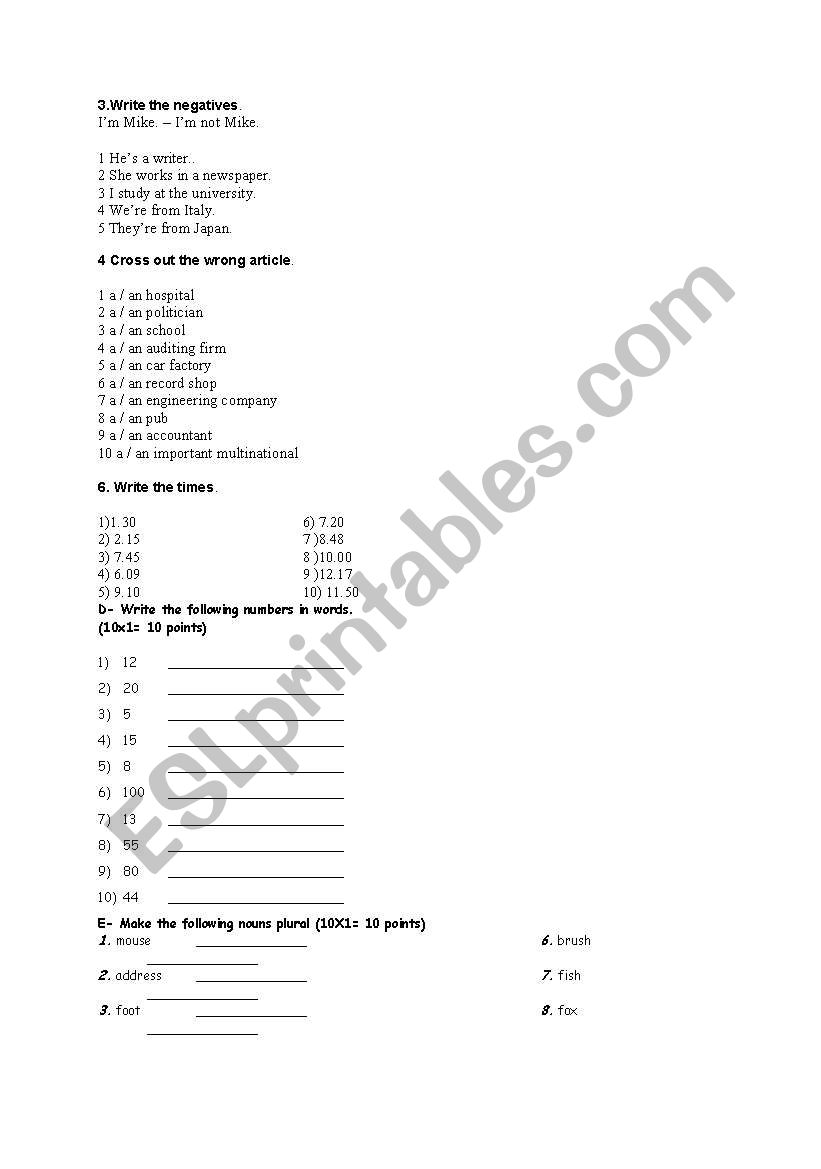 am/is/are quiz worksheet