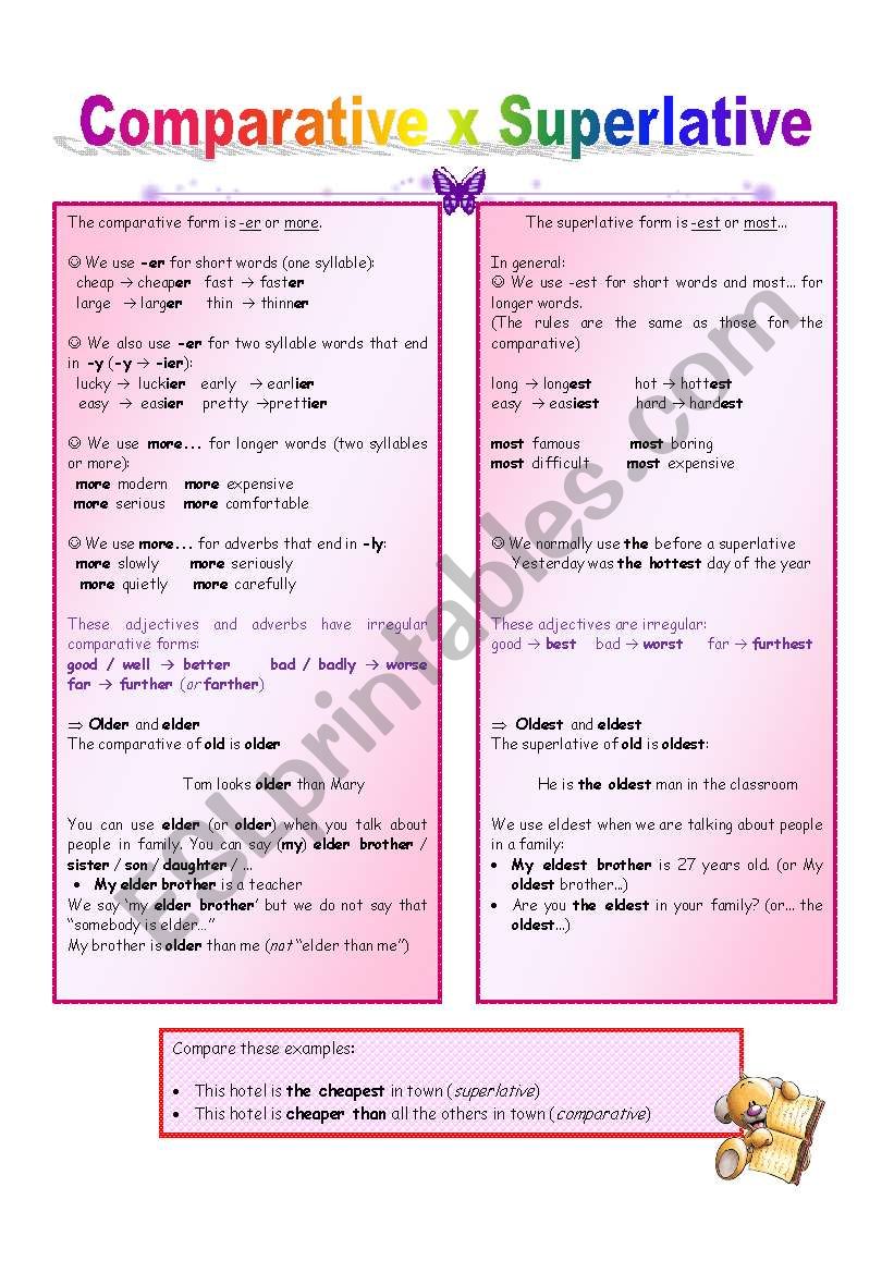 Comparative x Superlative worksheet