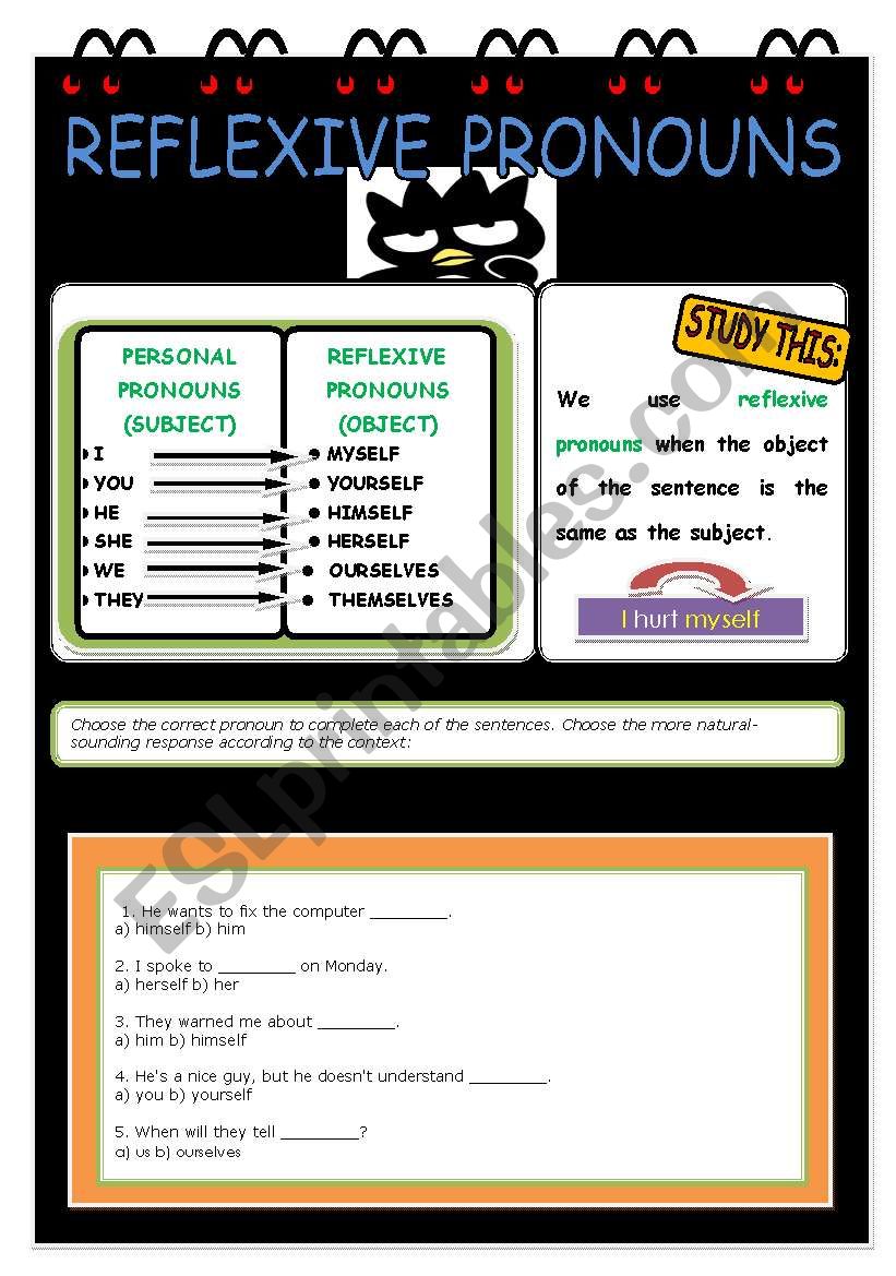 REFLEXIVE PRONOUNS worksheet