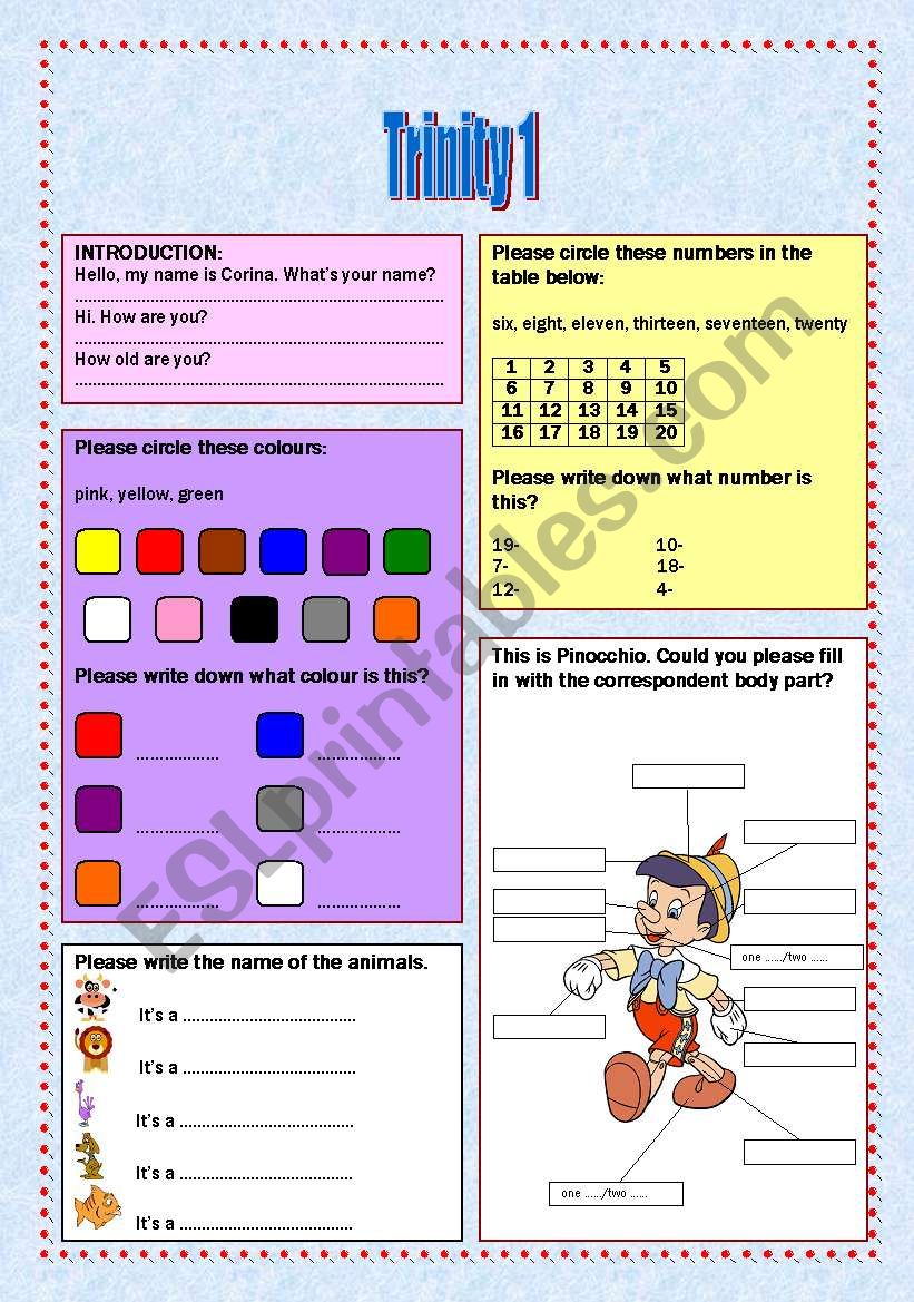 Revision Trinity worksheet