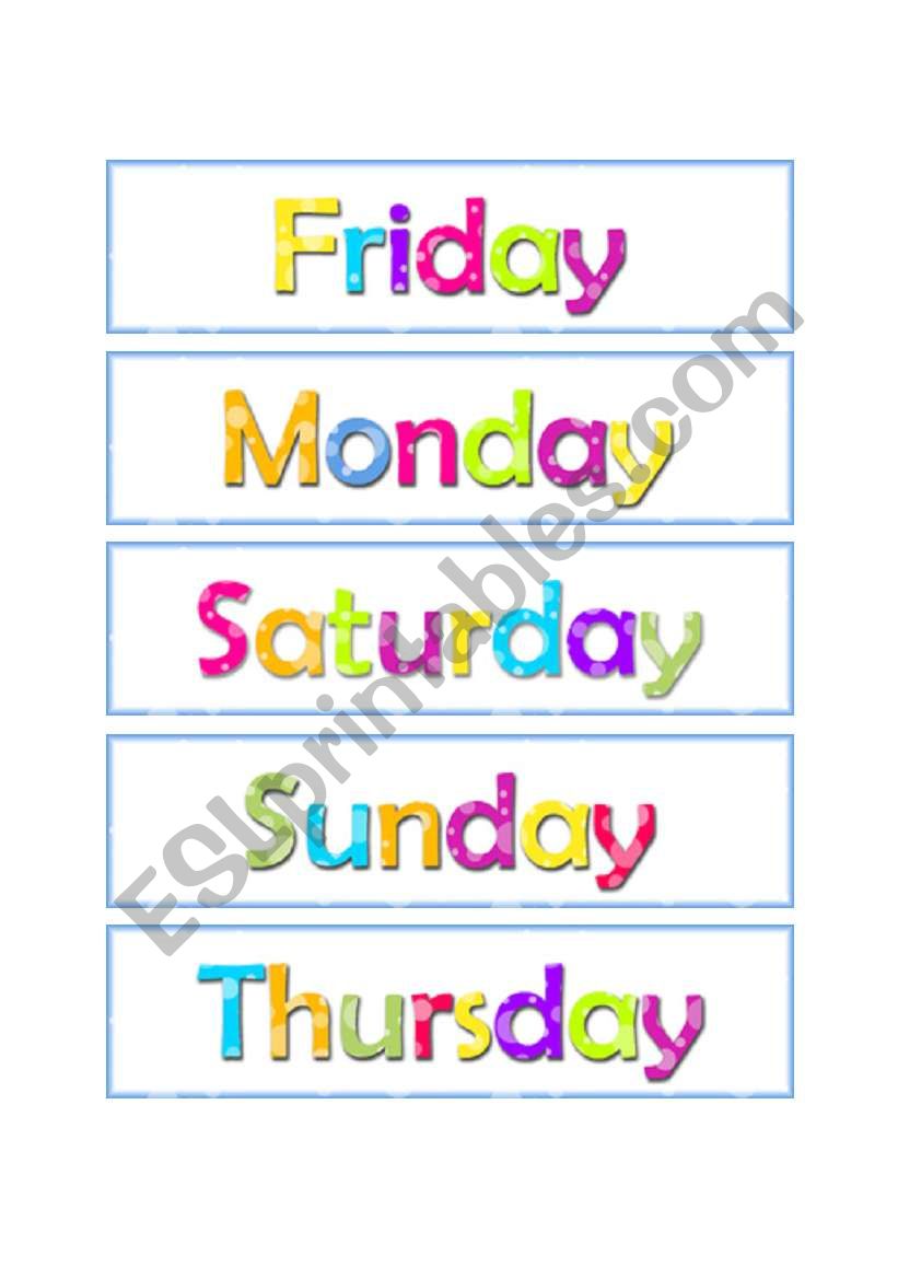 Days of the week  worksheet