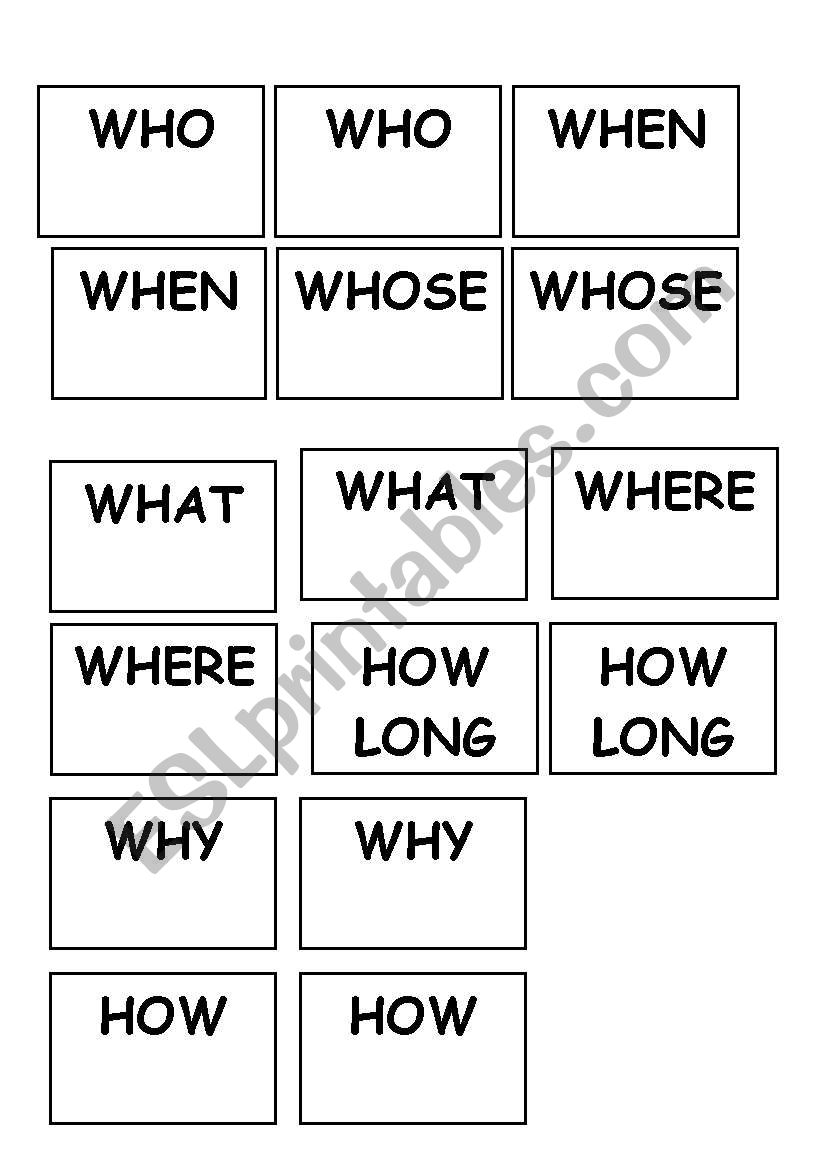 Question Words worksheet