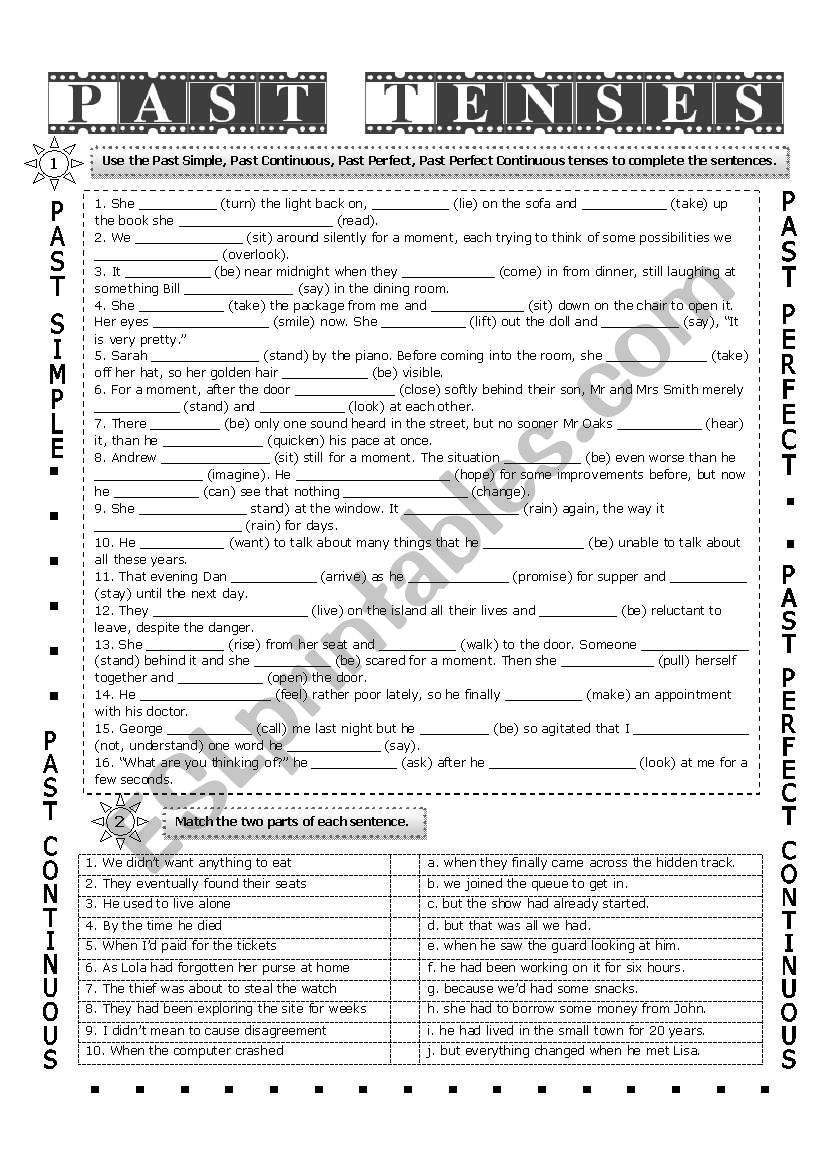 Revision of all past tenses worksheet