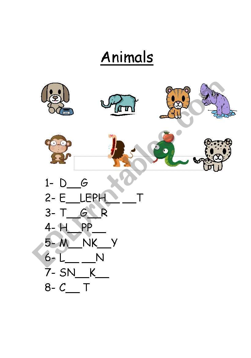 Animals worksheet