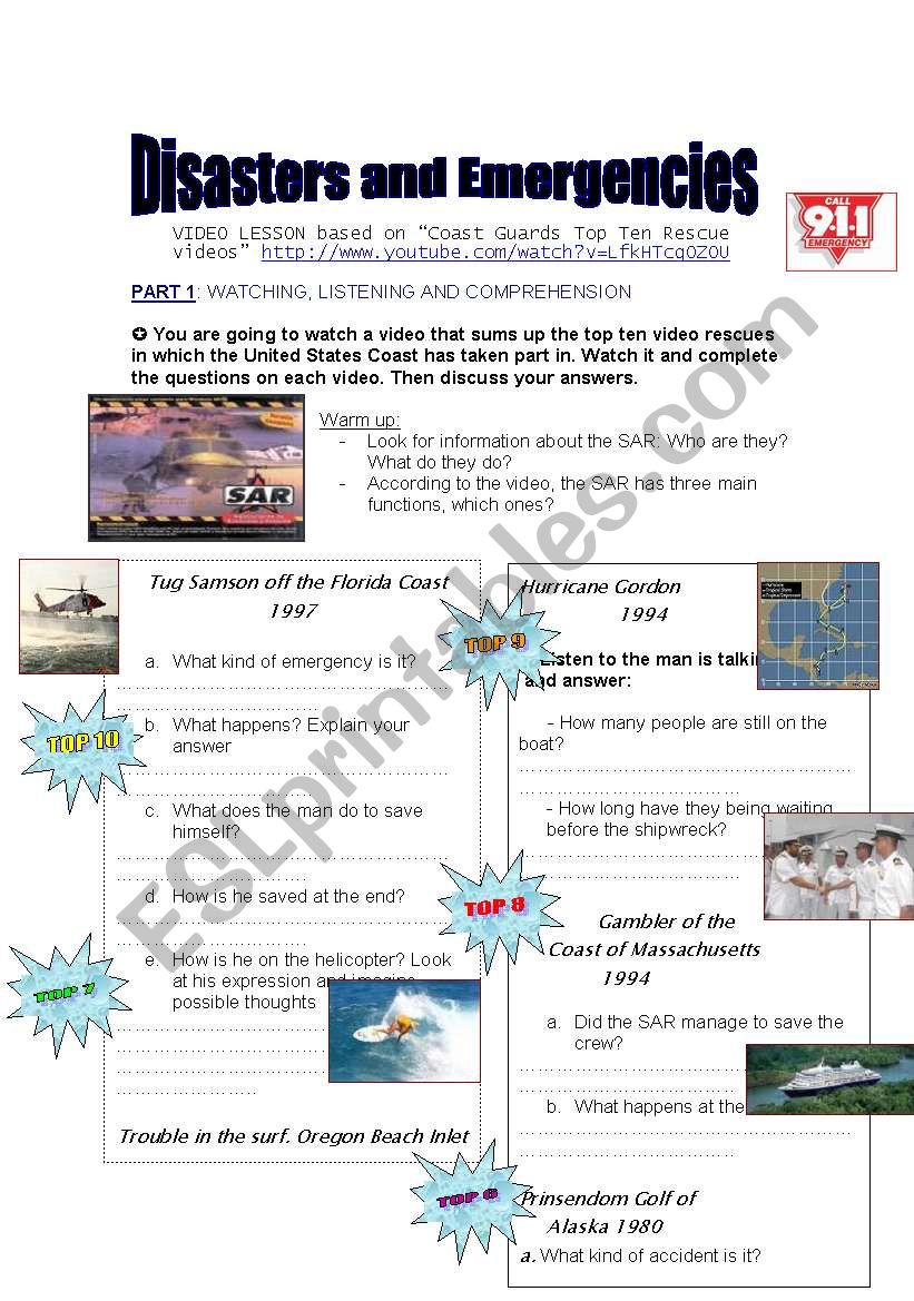 DISASTERS AND EMERGENCIAS worksheet