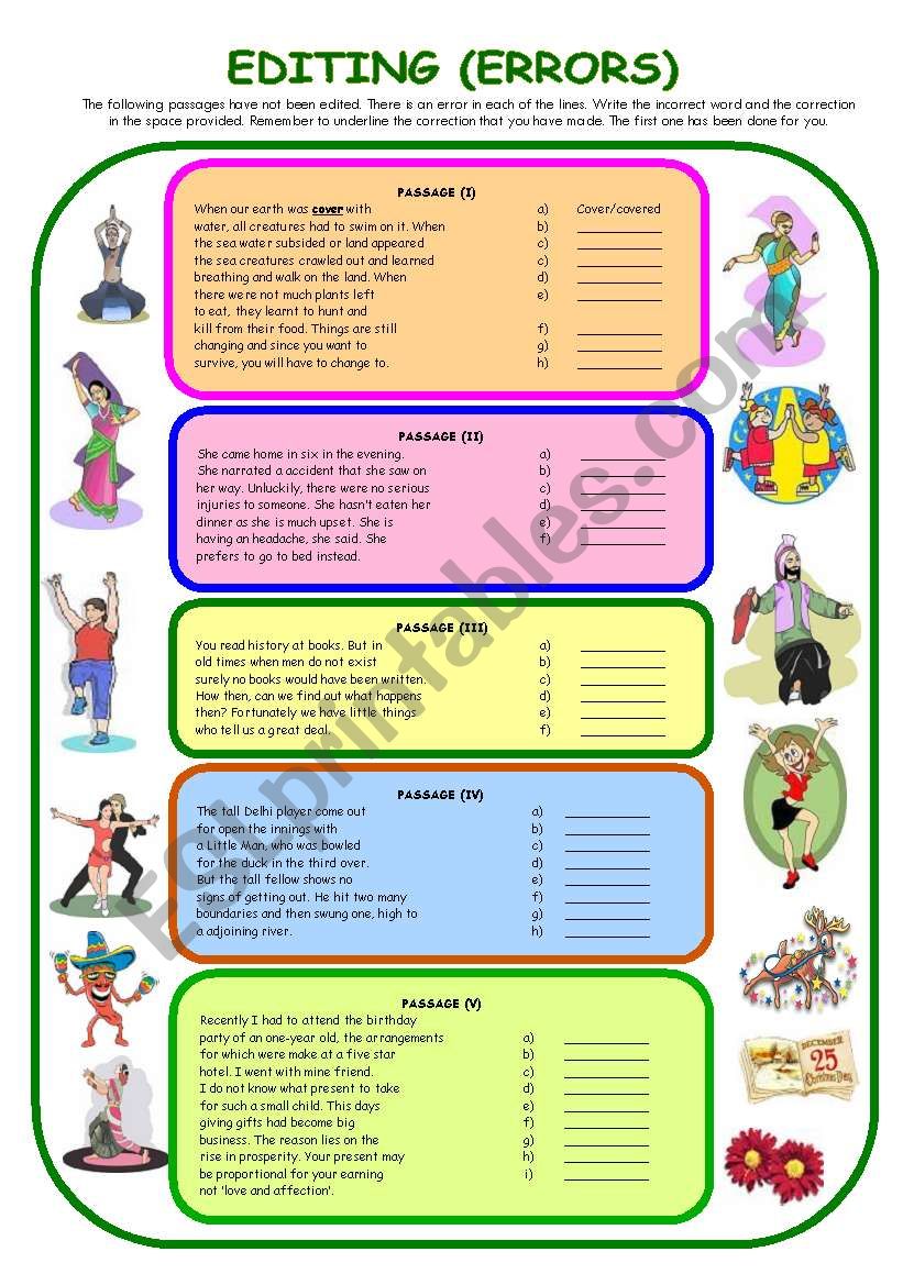 EDITING (ERRORS) worksheet