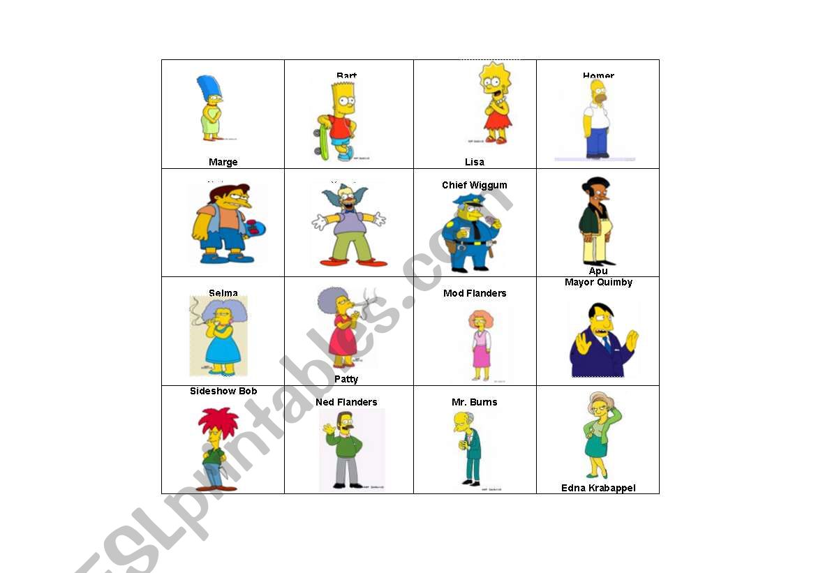 The Simpsons Who is who? worksheet