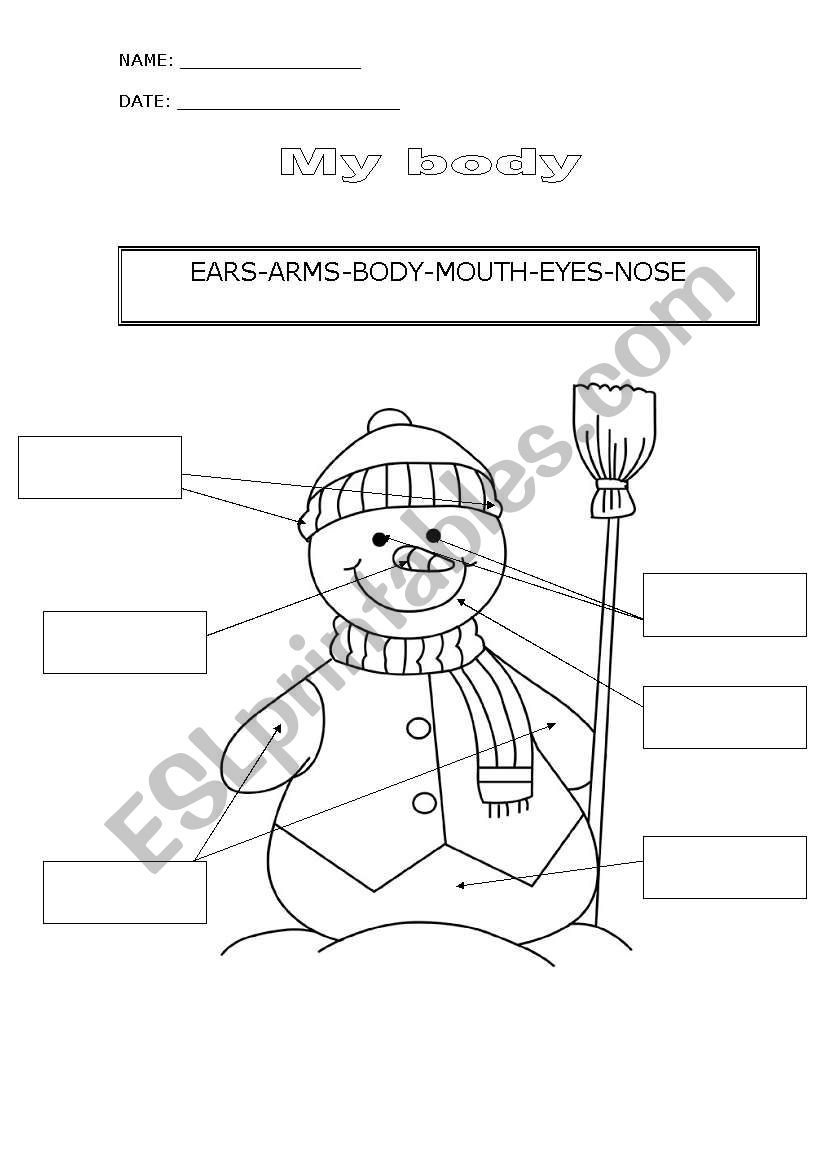 My body-Snowman worksheet