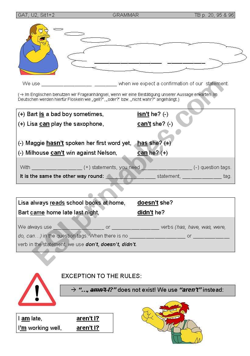 Understanding Question tags. Corresponds to German book 