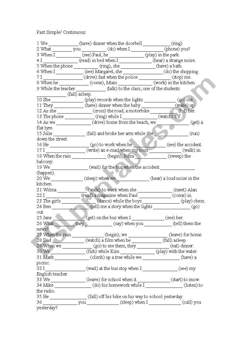 Past Simple/Continuous B Class