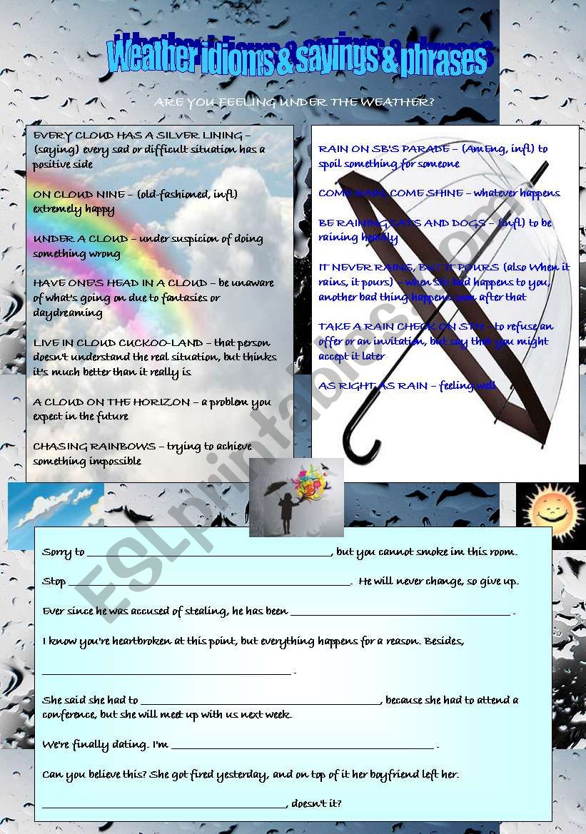 Weather idioms part I worksheet