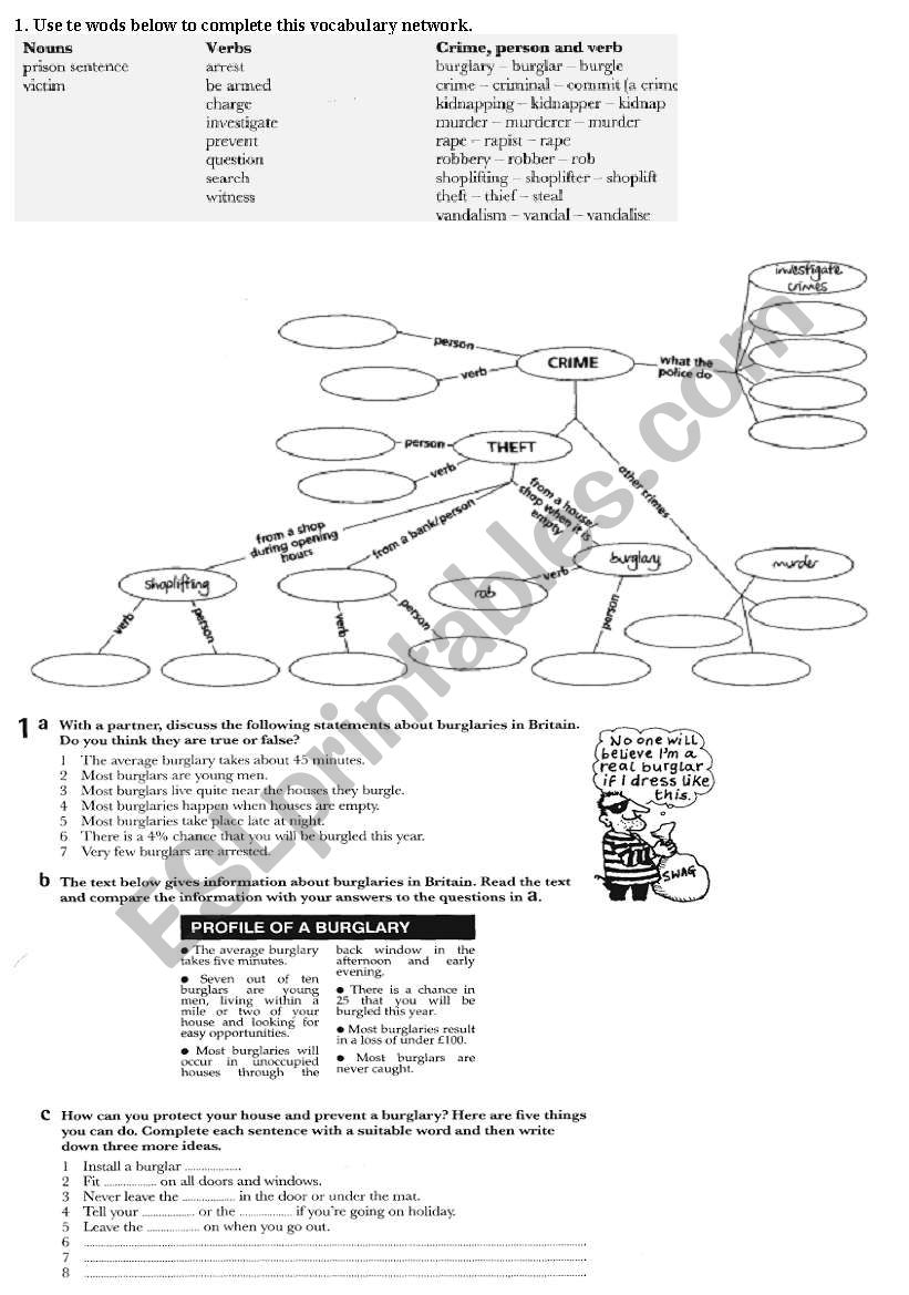 crime vocabulary worksheet